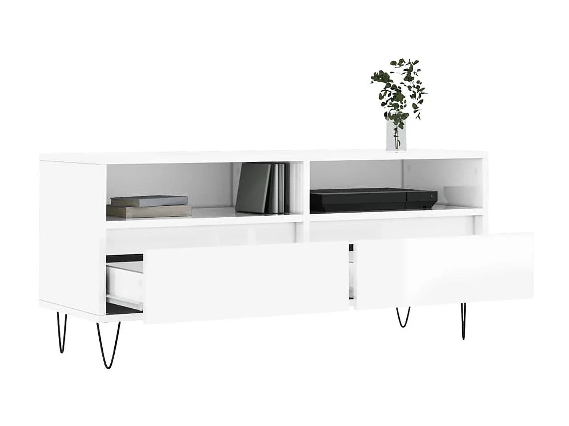 Tv-meubel 100x34,5x44,5 cm bewerkt hout hoogglans wit NL631032