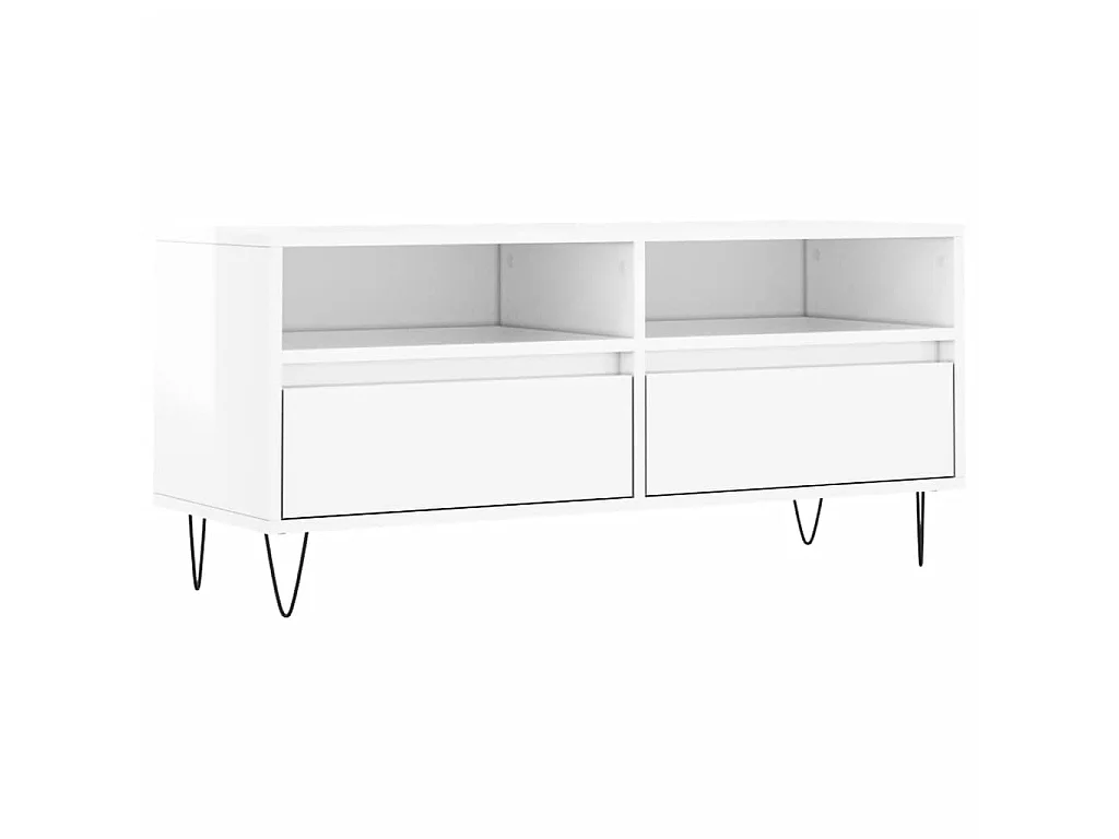 Meuble TV blanc brillant 100x34,5x44,5 cm bois d'ingénierie BE12222