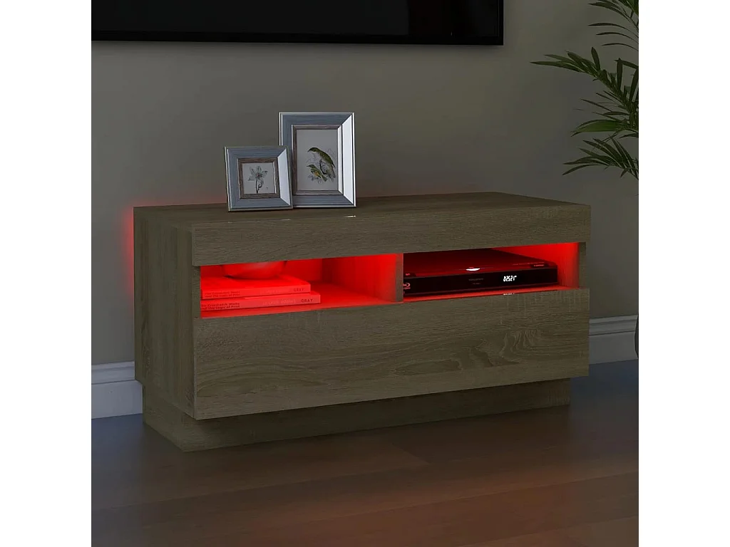 Mobile Porta TV | Armadietto TV con Luci LED Rovere Sonoma 80x35x40 cm