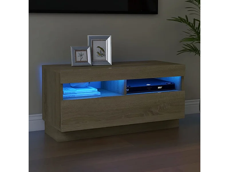 Meuble TV avec lumières LED chêne sonoma 80x35x40 cm BE43912