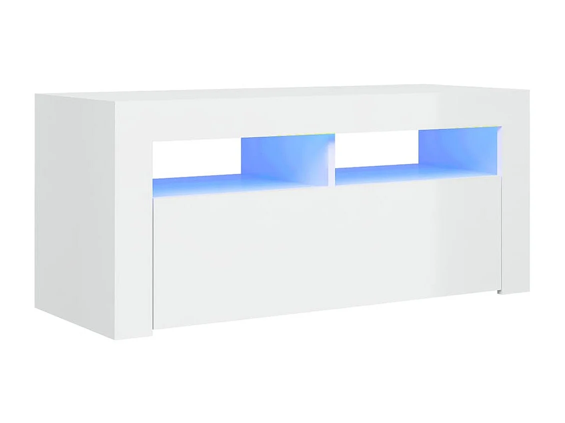 Mueble de TV con luces LED blanco brillante 90x35x40 cm ES71149