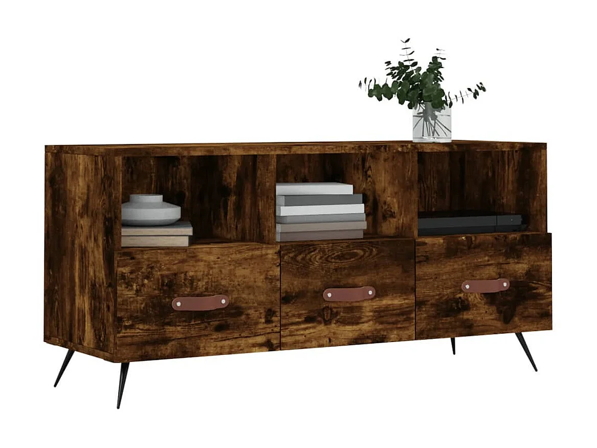 Meuble TV chêne fumé 102x36x50 cm bois d'ingénierie BE42426