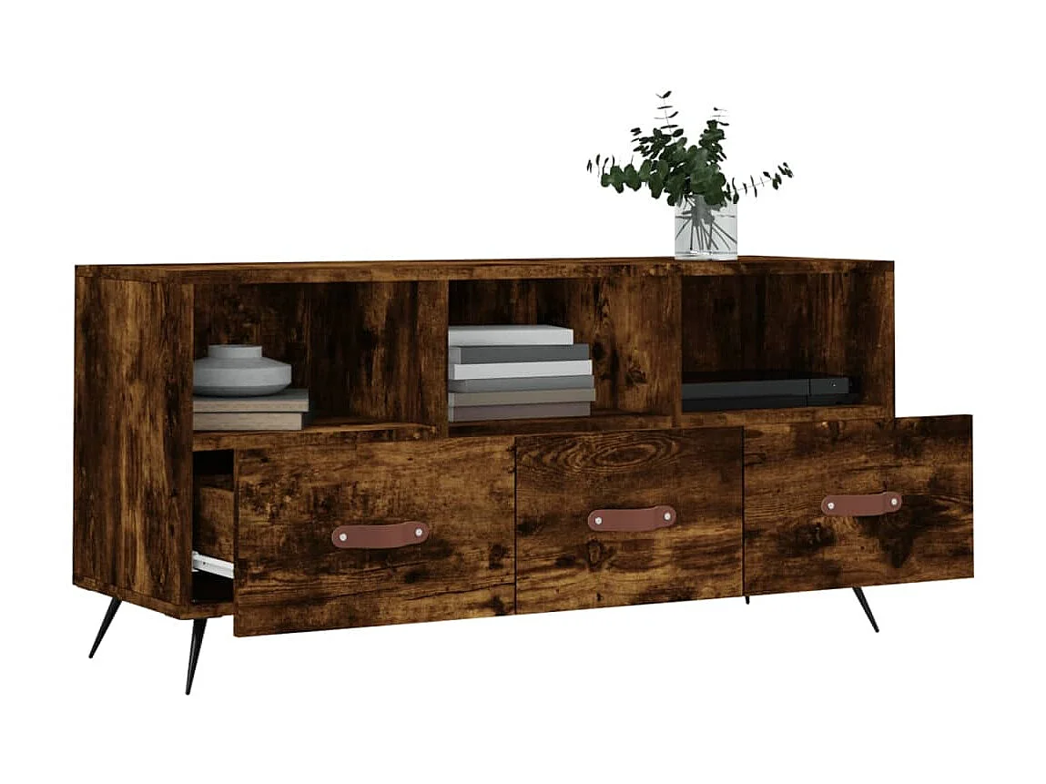 Meuble TV chêne fumé 102x36x50 cm bois d'ingénierie BE42426