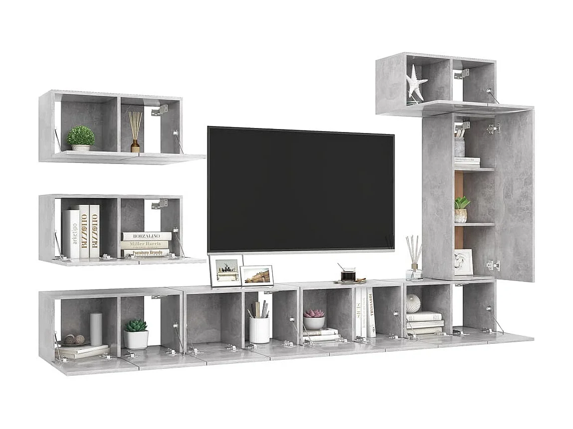 Meubles TV 8 pcs BEis béton Aggloméré BE14695