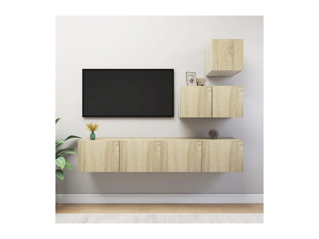 4-delige Tv-meubelset bewerkt hout sonoma eikenkleurig NL11476
