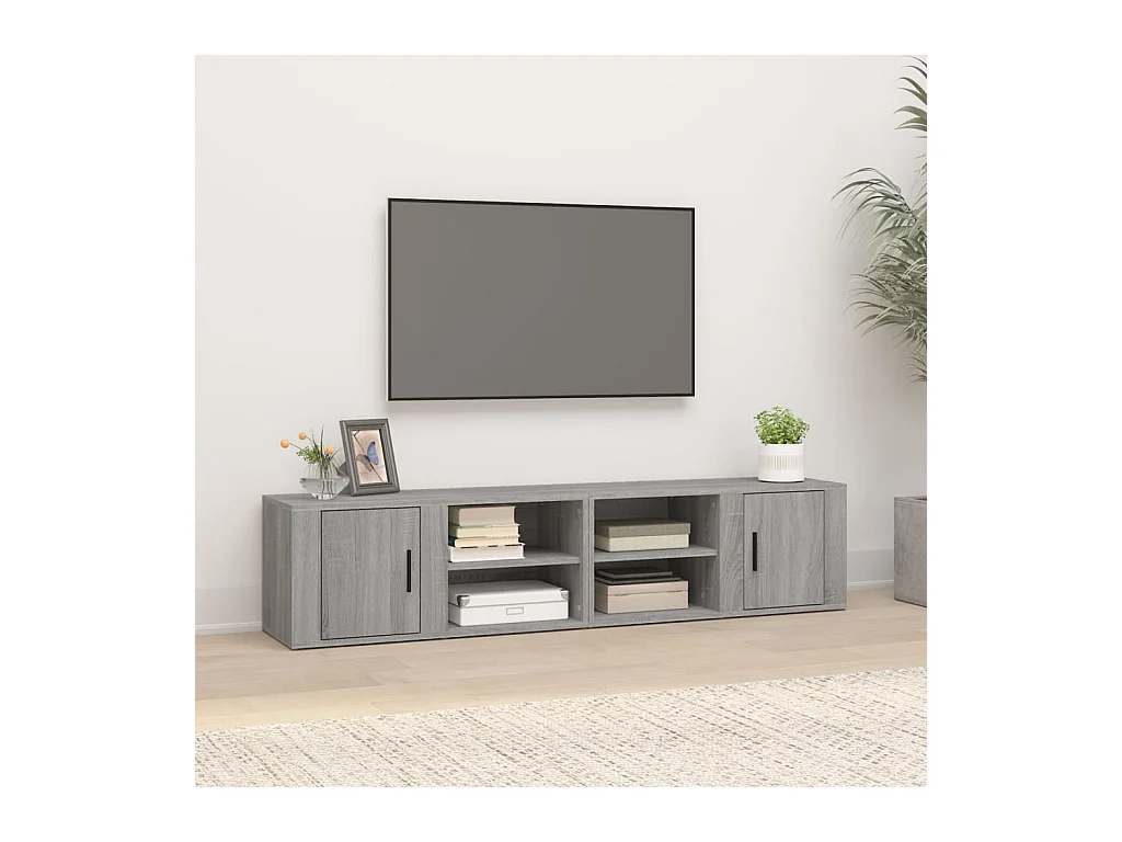 2 pcs Meubles TV Sonoma gris 80x31,5x36 cm Bois d'ingénierie BE68038