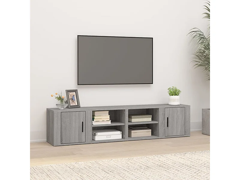 2 pcs Meubles TV Sonoma gris 80x31,5x36 cm Bois d'ingénierie BE68038