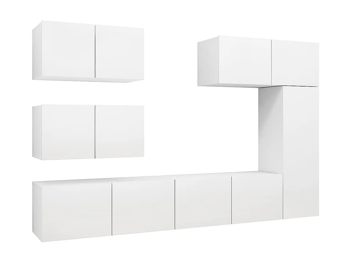 6-tlg. TV-Schrank-Set,TV-Möbel Weiß Holzwerkstoff -gkd403475