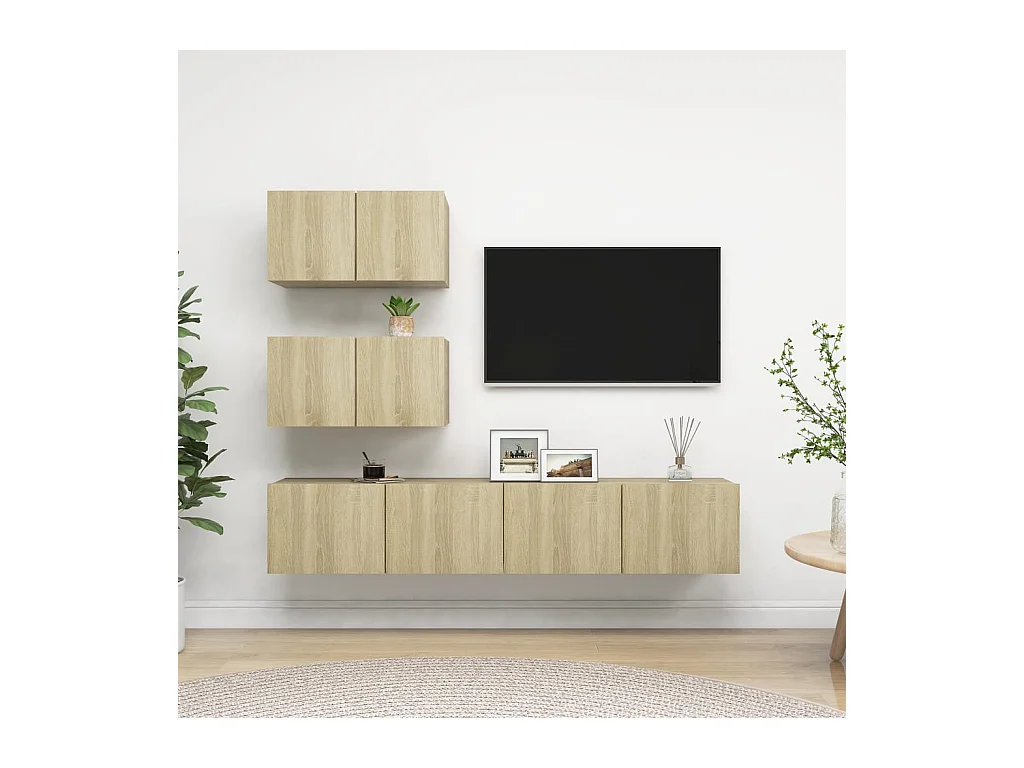 Ensemble de meubles TV 4 pcs Chêne sonoma Bois d'ingénierie BE93317