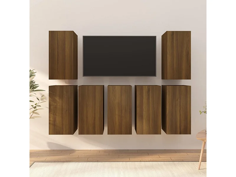 7 Stk.TV-Schränke,TV-Möbel Braun Eichen-Optik 30,5x30x60 Holzwerkstoff -gkd23920