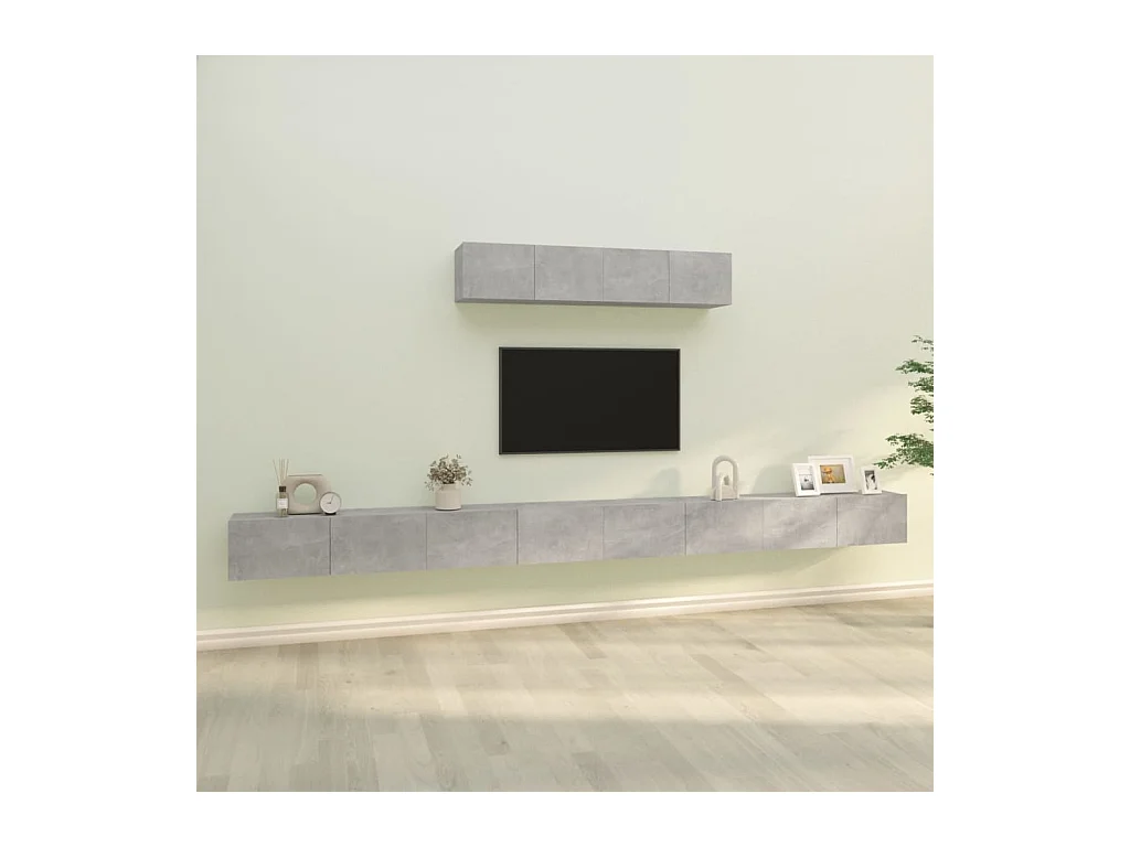 Conjunto móveis de TV 6 pcs madeira processada cinzento cimento PT781339