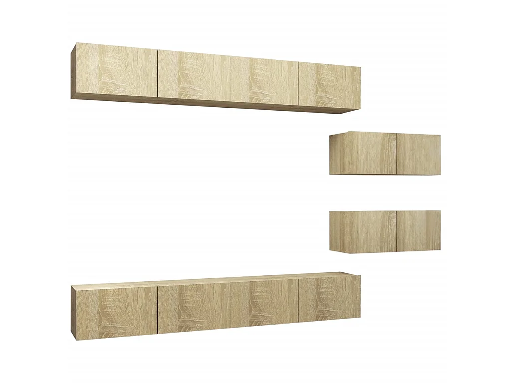 6 pcs conjunto móveis de TV derivados madeira carvalho sonoma PT242998