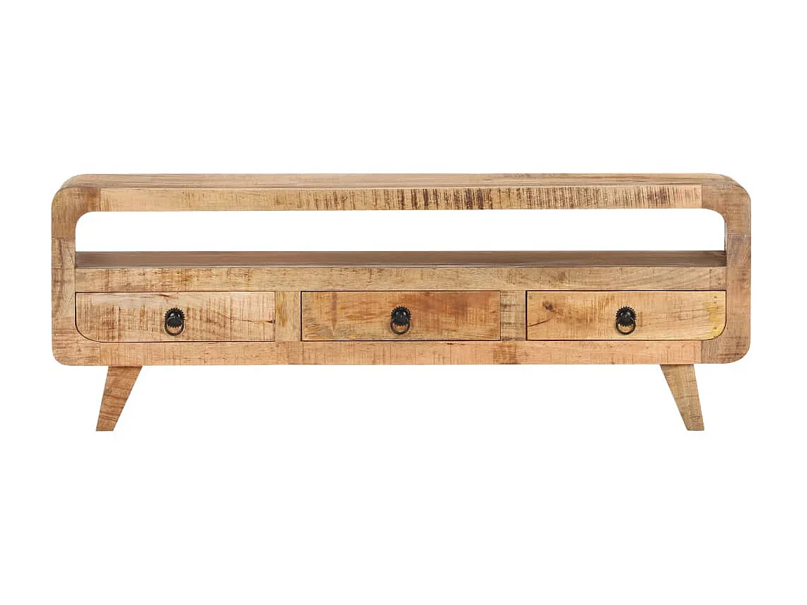 Meuble TV 117x30x41 cm Bois de manguier massif brut BE68949