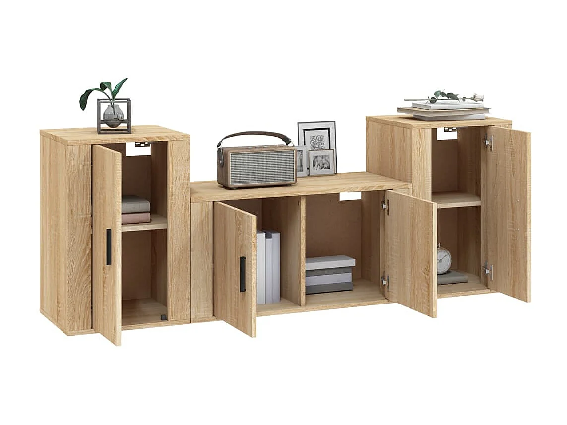 Ensemble de meubles TV 3 pcs Chêne sonoma Bois d'ingénierie BE23679