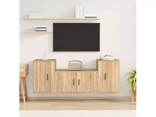 Kauf Unique 3-tlg. TV-Schrank-Set,TV-Möbel Sonoma-Eiche Holzwerkstoff -gkd348064