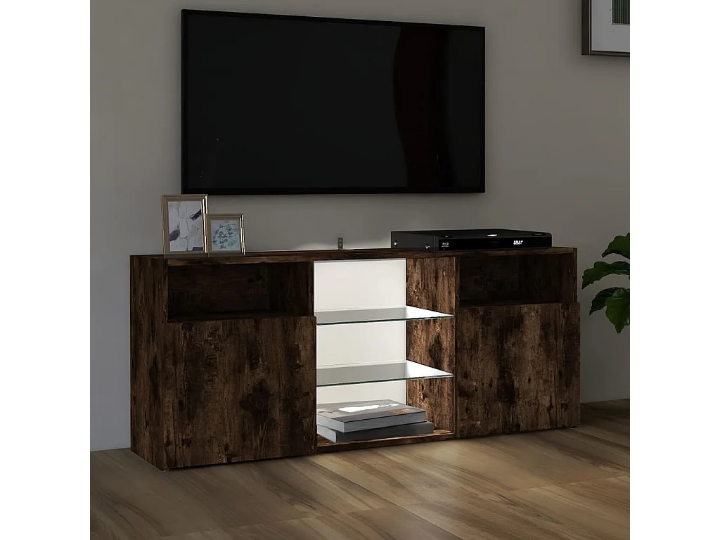 TV-Schrank,TV-Möbel mit LED-Leuchten Räuchereiche 120x30x50 cm -gkd67005