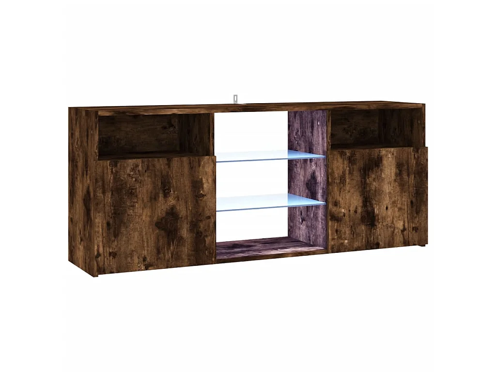 Meuble TV avec lumières LED Chêne fumé 120x30x50 cm BE38317