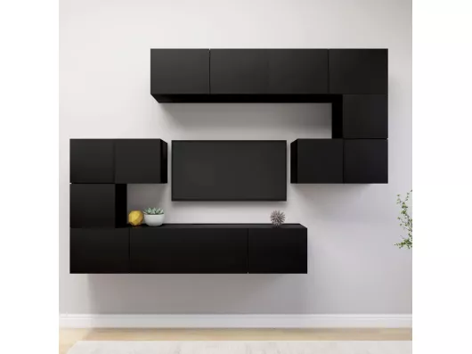 Kauf Unique 8-tlg. TV-Schrank-Set,TV-Möbel Schwarz Holzwerkstoff -gkd211753