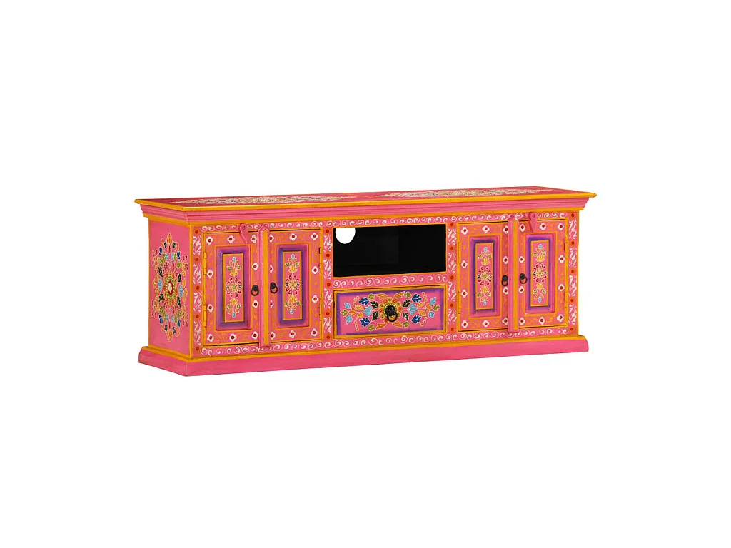Mueble de TV madera maciza de mango rosa 110x30x40 cm ES22217