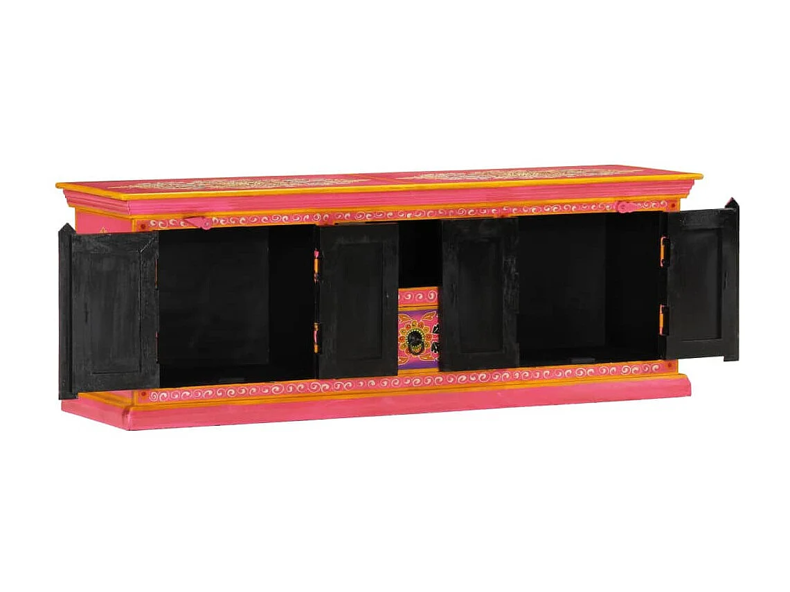 Meuble TV rose 110x30x40 cm bois massif de manguier BE32750