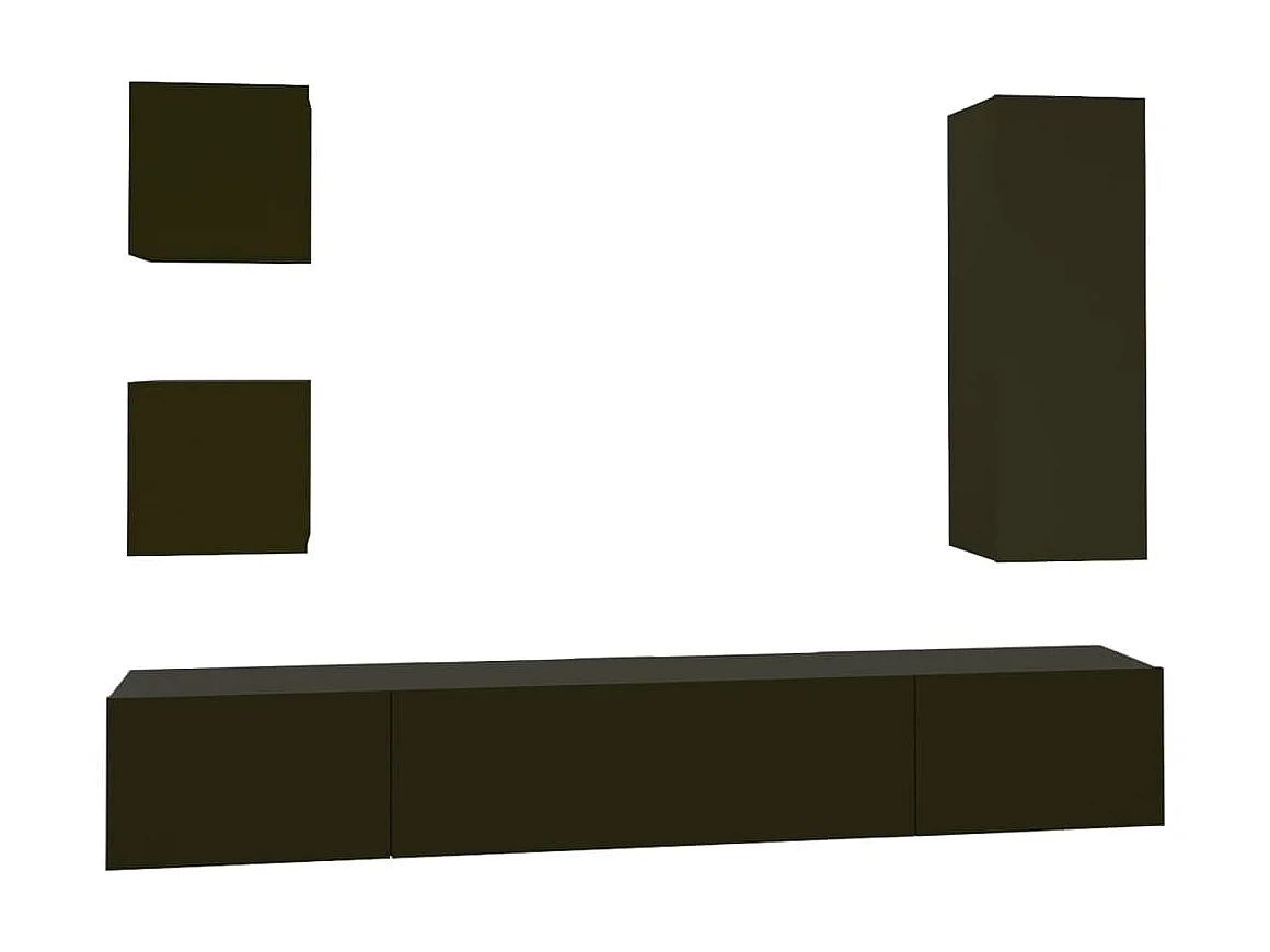 Meubles TV 5 pcs Noir Bois d'ingénierie BE71559