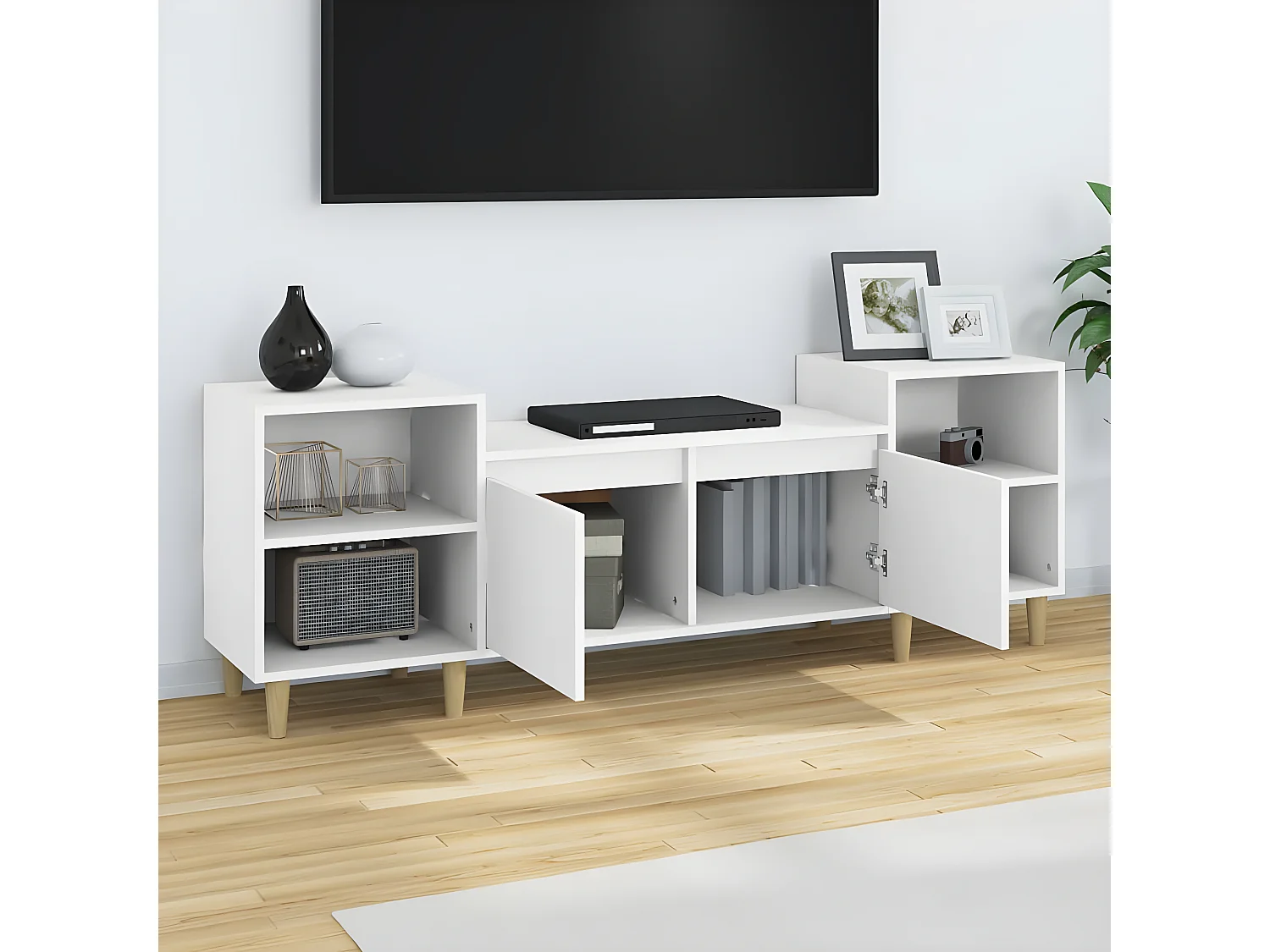 Mueble para TV madera contrachapada blanco 160x35x55 cm ES40739