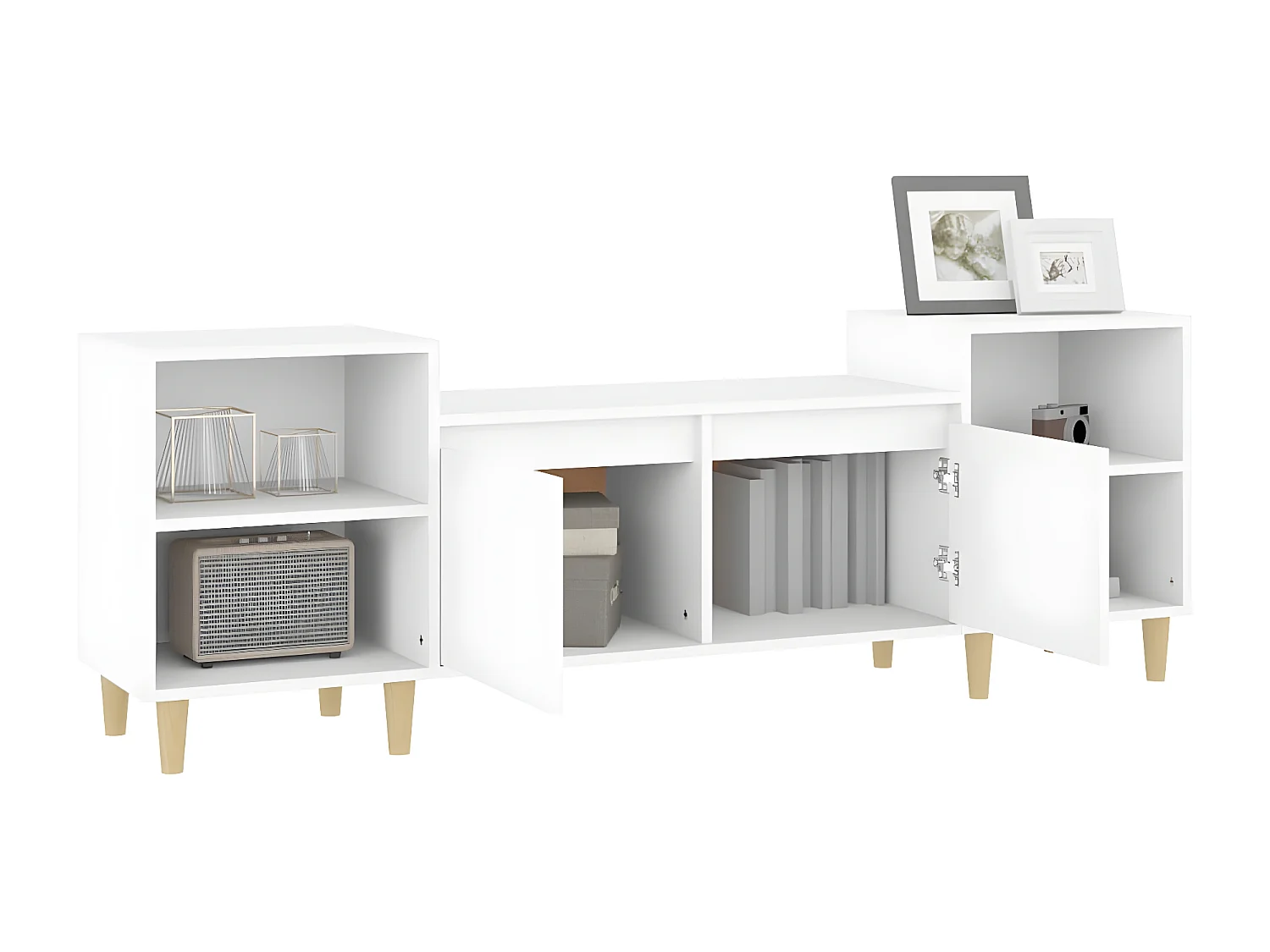 Meuble TV Blanc 160x35x55 cm Bois d'ingénierie BE38310