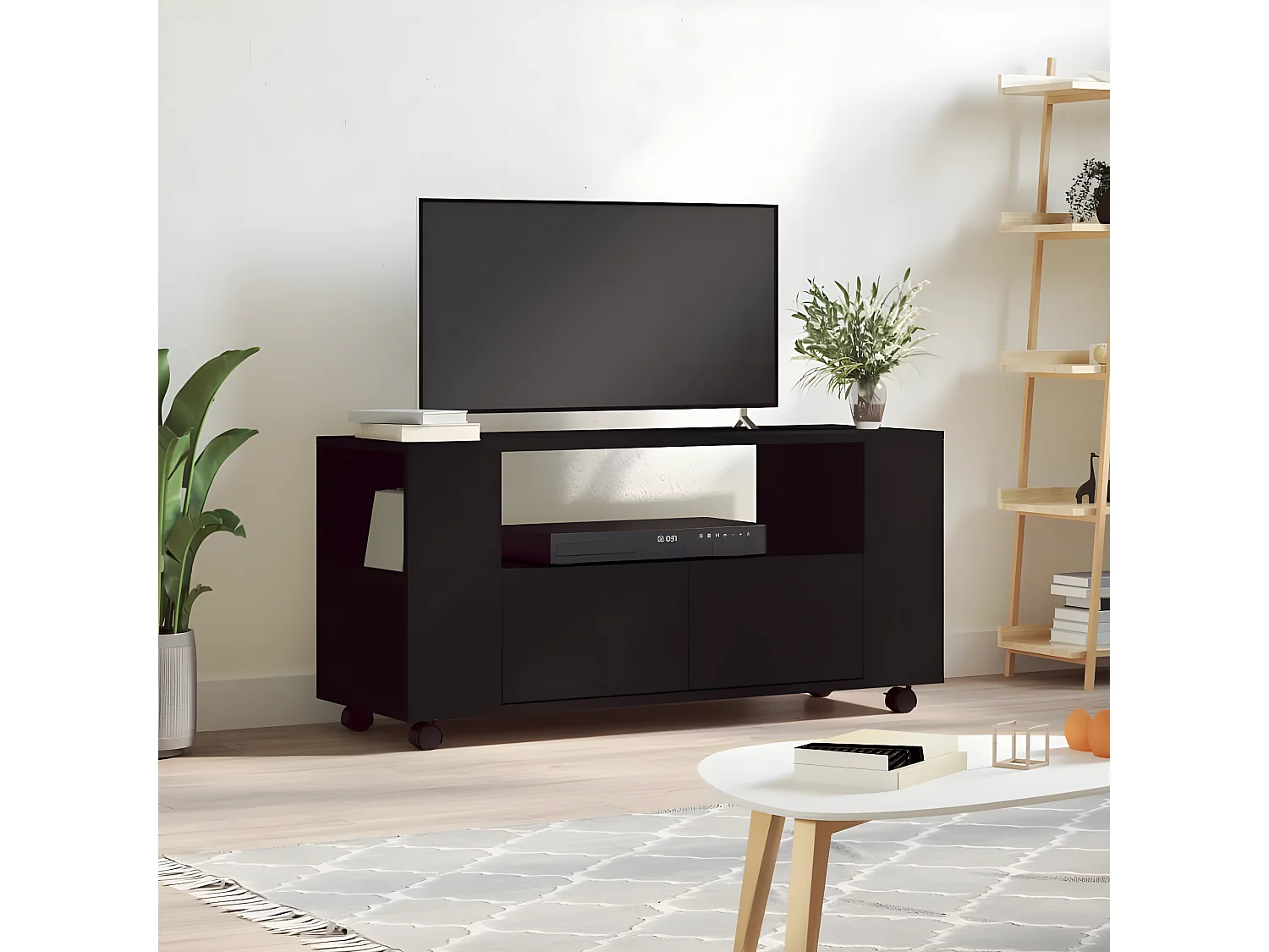 Meuble TV Moderne noir 102x34,5x43 cm bois d'ingénierie BE5252