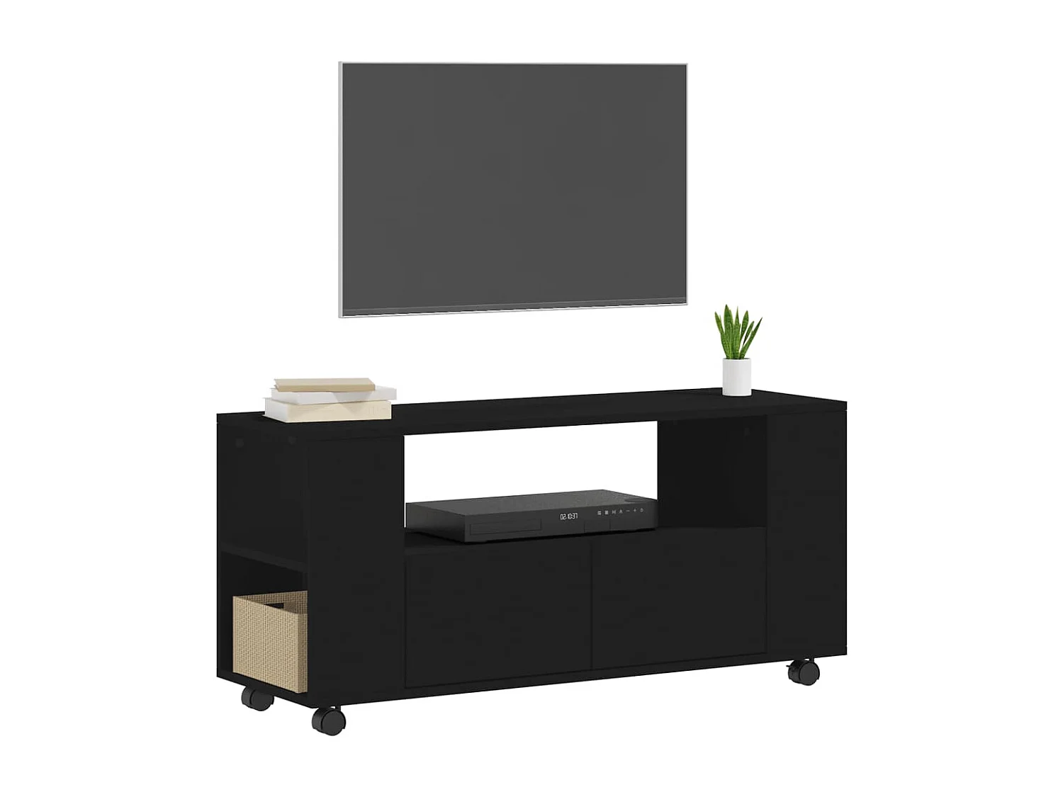 Meuble TV Moderne noir 102x34,5x43 cm bois d'ingénierie BE5252