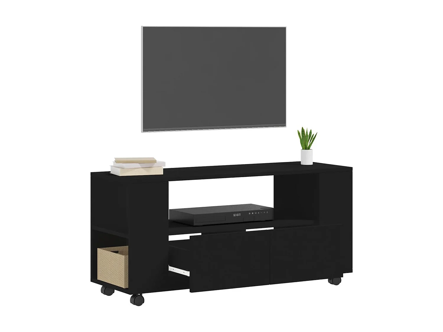 Meuble TV Moderne noir 102x34,5x43 cm bois d'ingénierie BE5252