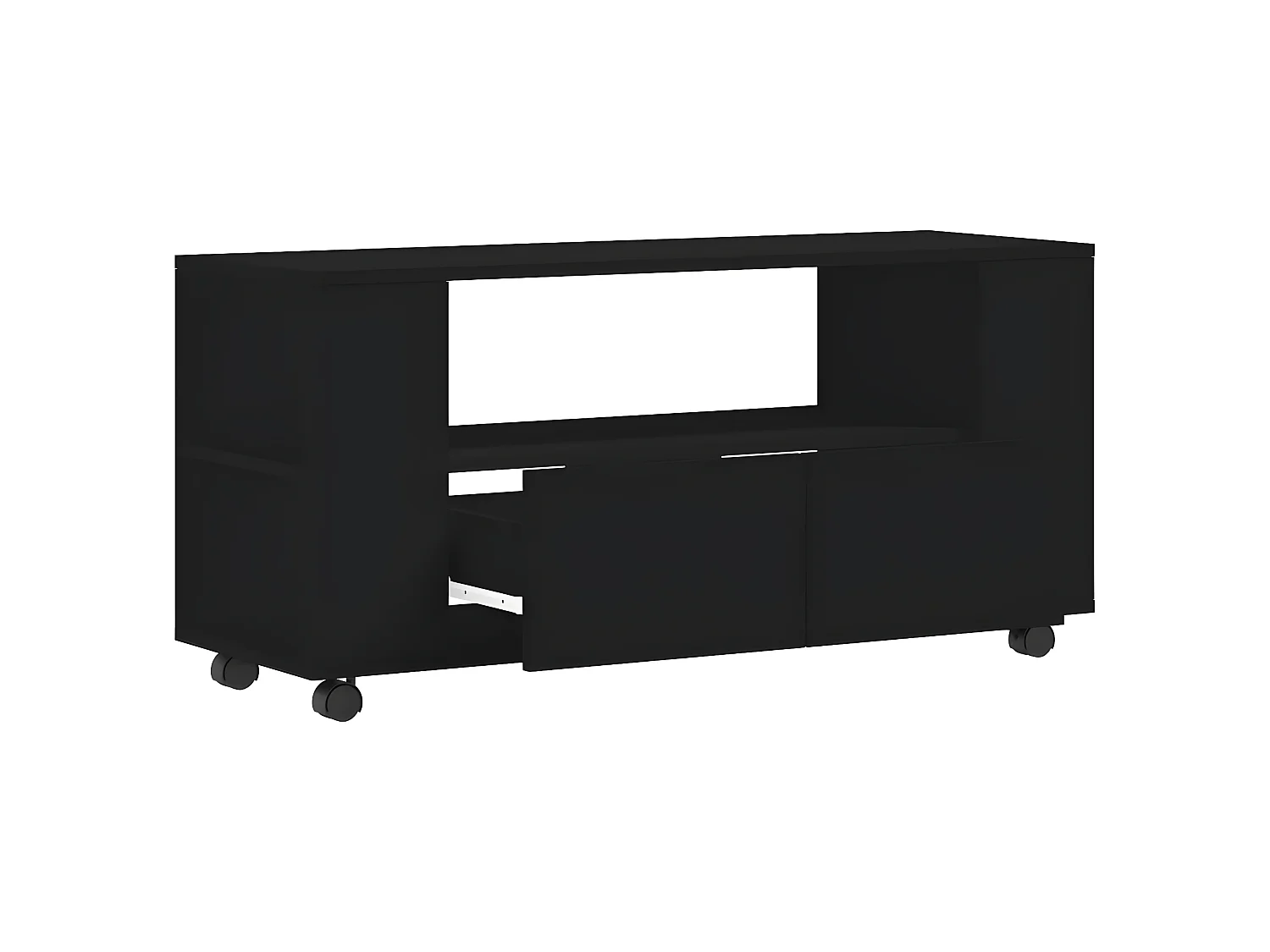 Meuble TV Moderne noir 102x34,5x43 cm bois d'ingénierie BE5252