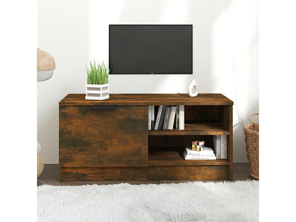 Meuble TV Chêne fumé 80x35x36,5 cm Bois d'ingénierie BE64202