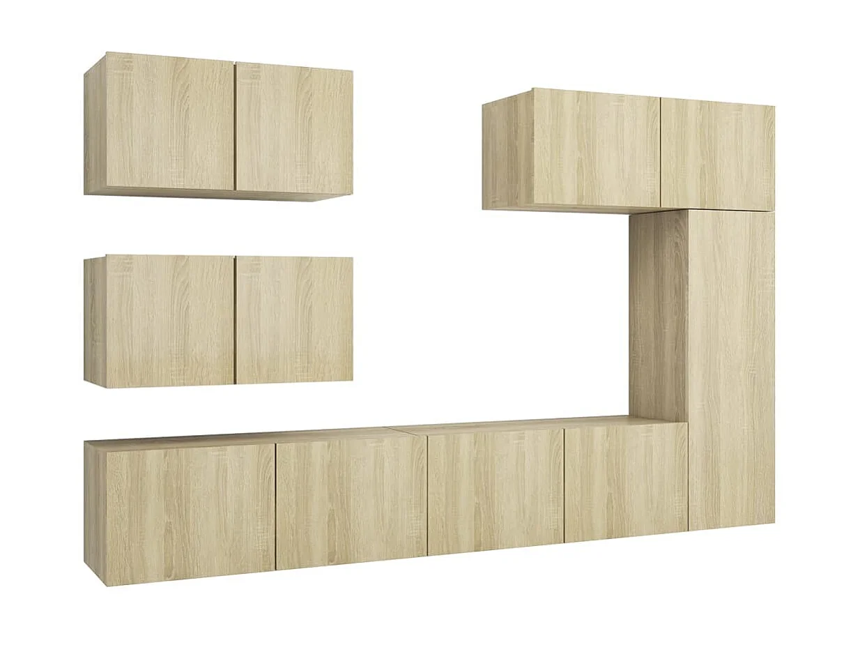 Ensemble de meuble TV 6 pcs Chêne sonoma Bois d'ingénierie BE83195