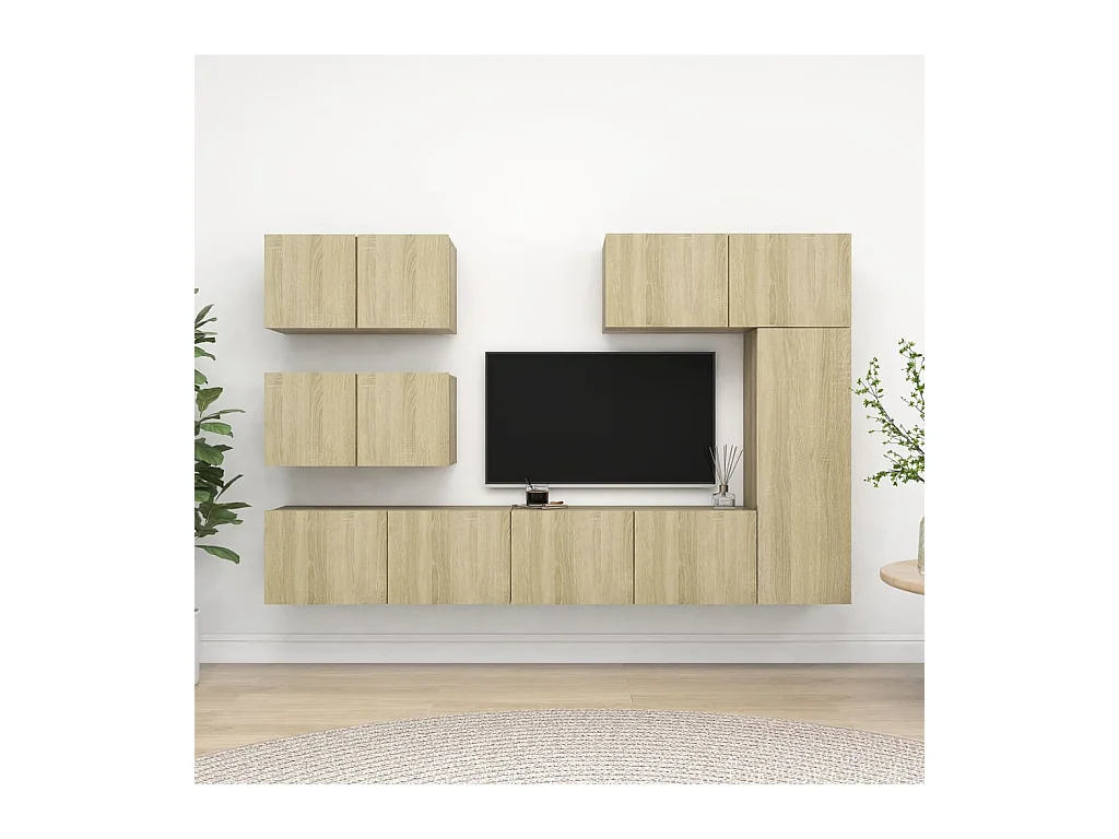 Ensemble de meuble TV 6 pcs Chêne sonoma Bois d'ingénierie BE83195
