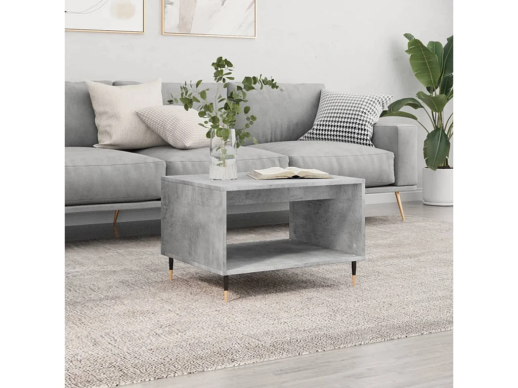 Table basse gris béton 60x50x40 cm bois d'ingénierie OFR27071 BonneVie Meuble