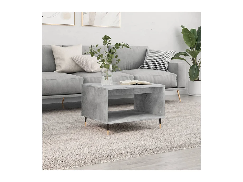 Table basse gris béton 60x50x40 cm bois d'ingénierie OFR27071 BonneVie Meuble