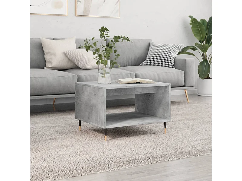 Table basse gris béton 60x50x40 cm bois d'ingénierie OFR27071 BonneVie Meuble