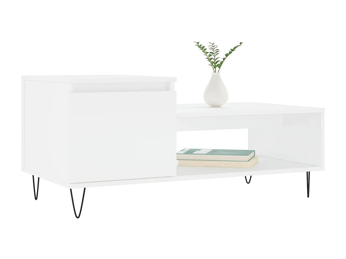 Table basse Blanc 100x50x45 cm Bois d'ingénierie OFR21415 BonneVie Meuble