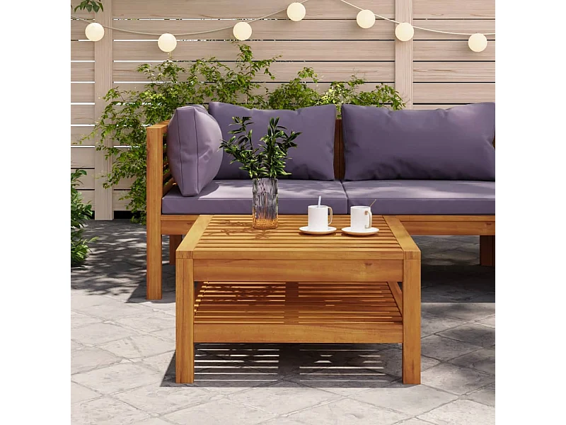 Table basse 65x65x35 cm Bois d'acacia solide OFR61871 BonneVie Meuble