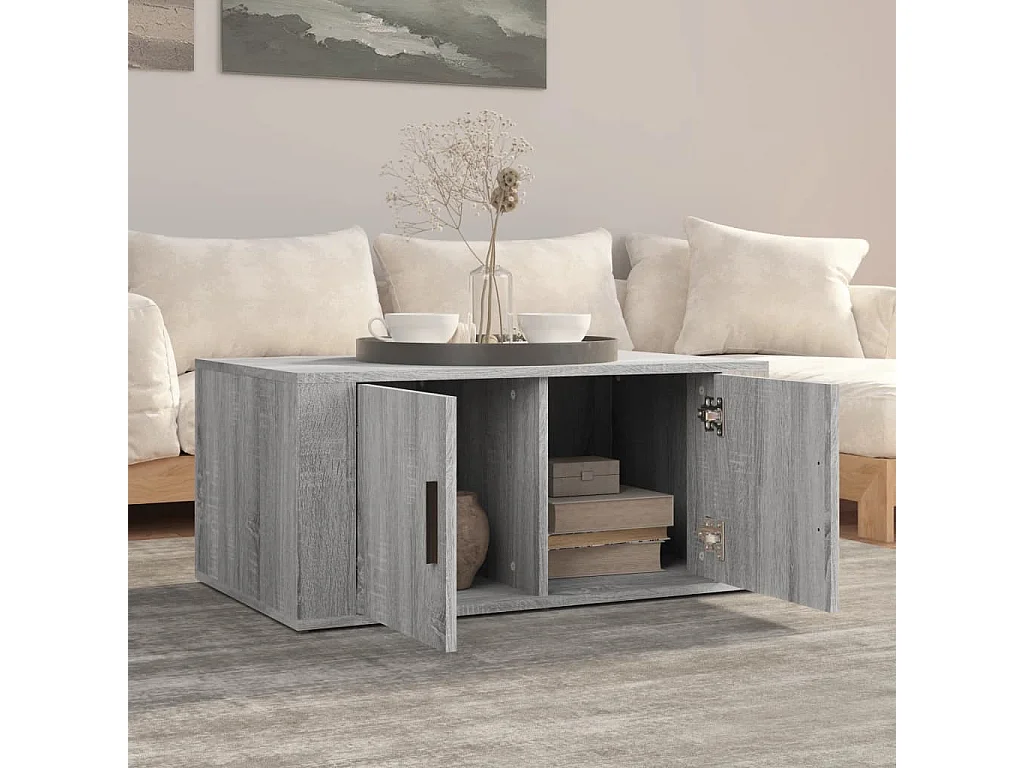Salontafel 80x50x36 cm bewerkt hout grijs sonoma eikenkleurig NL76911