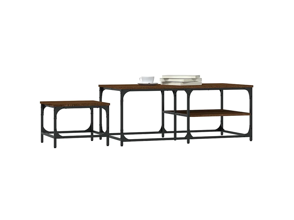 Tables basses gigognes 2 pcs chêne marron bois d'ingénierie OFR76820 BonneVie Meuble