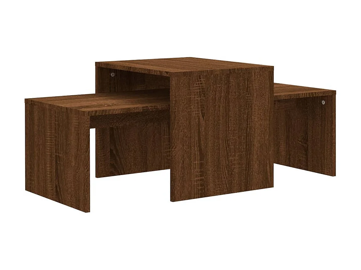 Set mesas centro madera contrachapada roble marrón 100x48x40 cm ES77833
