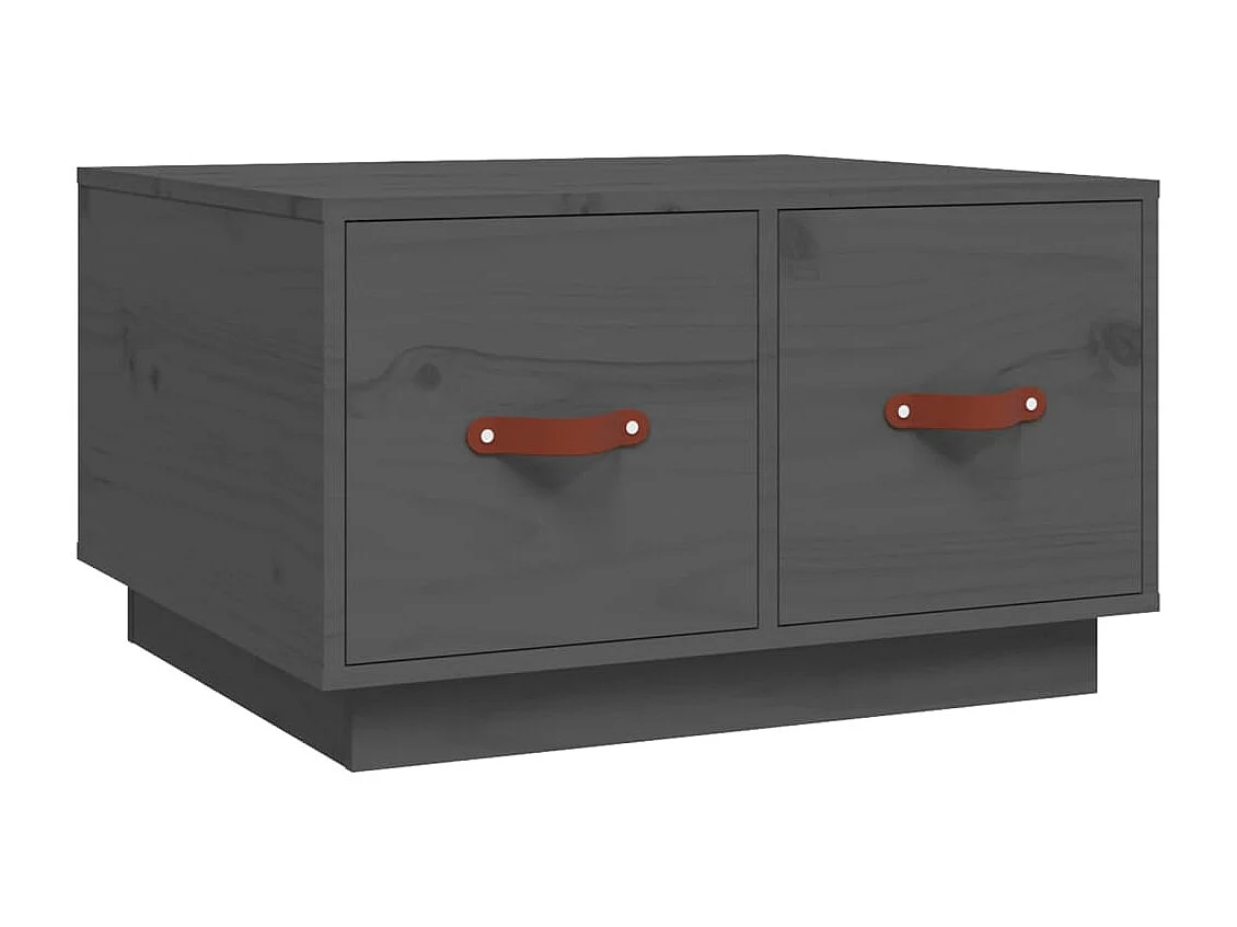 Table basse Gris 60x53x35 cm Bois massif de pin OFR71882 BonneVie Meuble