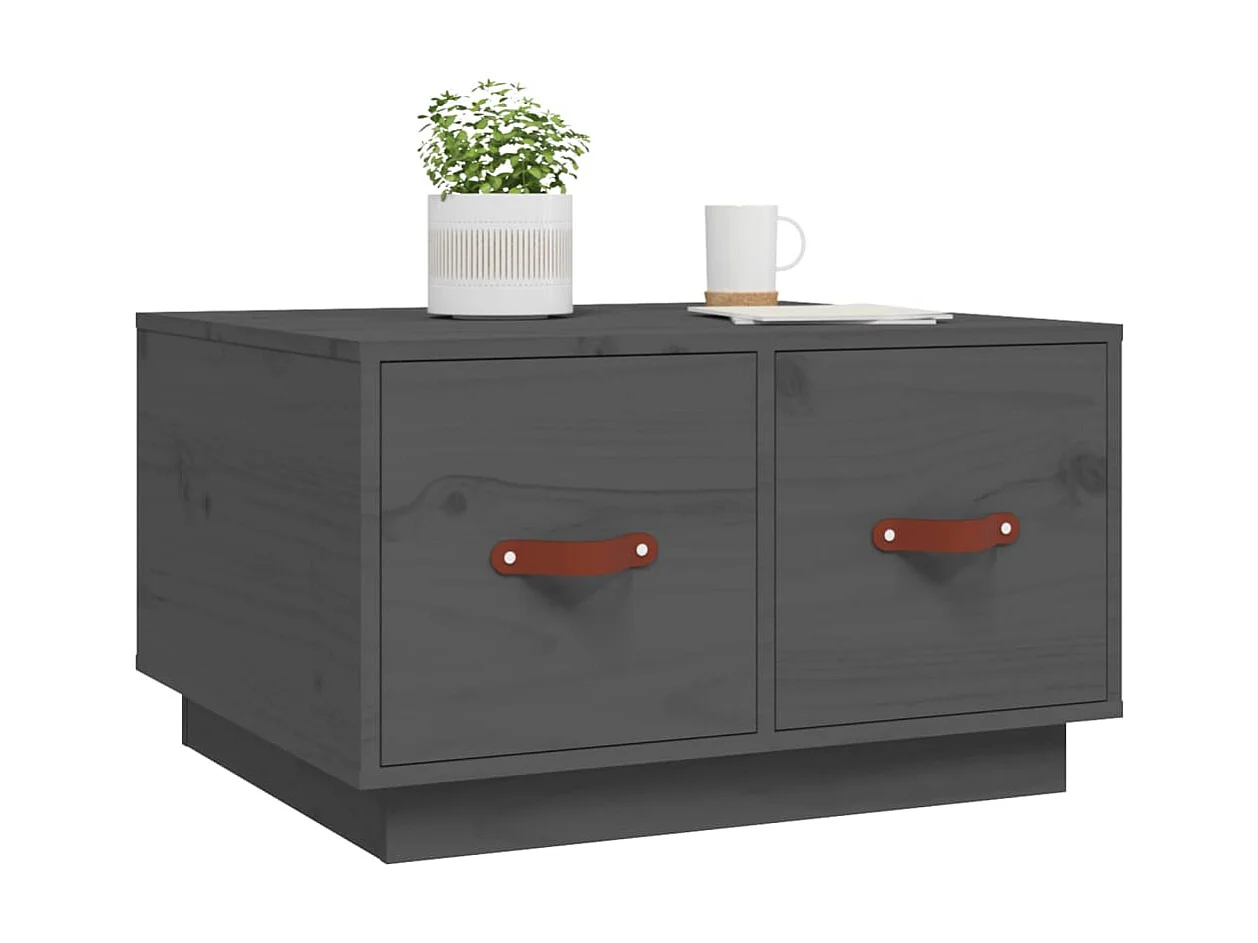 Table basse Gris 60x53x35 cm Bois massif de pin OFR71882 BonneVie Meuble