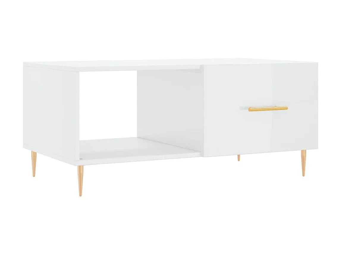 Table basse Blanc brillant 90x50x40 cm Bois d'ingénierie OFR35734 BonneVie Meuble