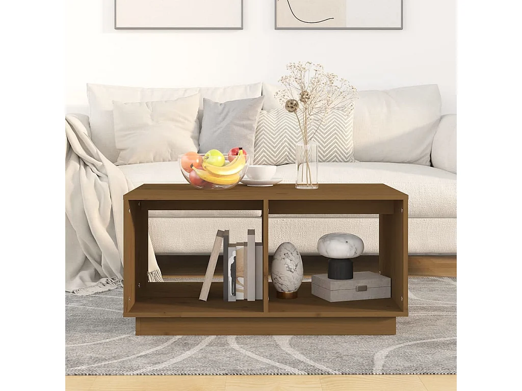 Salontafel 80x50x40 cm massief grenenhout honingbruin NL30001