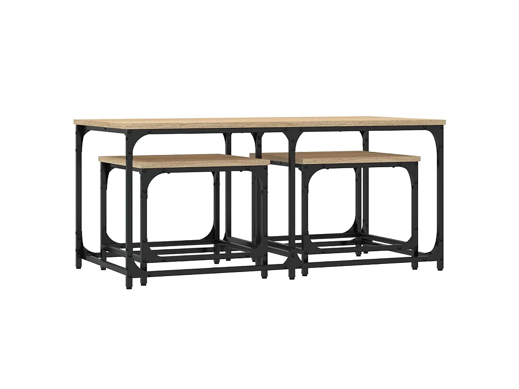 Tables basses gigognes 3 pcs chêne sonoma bois d'ingénierie OFR55675 BonneVie Meuble