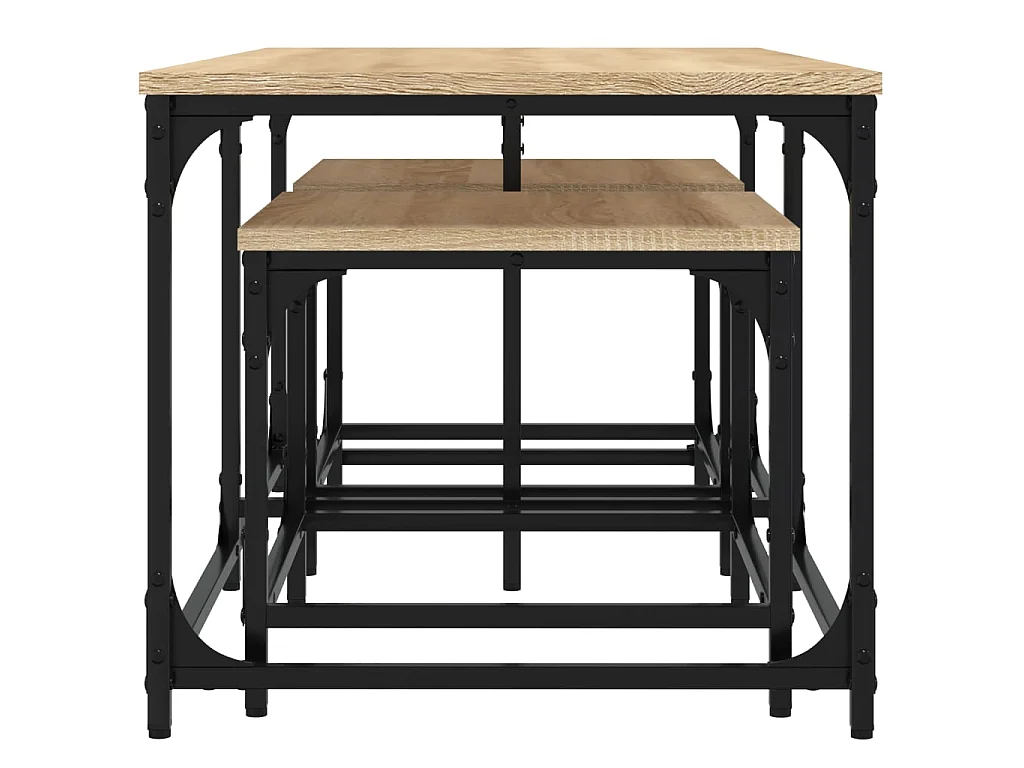 Tables basses gigognes 3 pcs chêne sonoma bois d'ingénierie OFR55675 BonneVie Meuble
