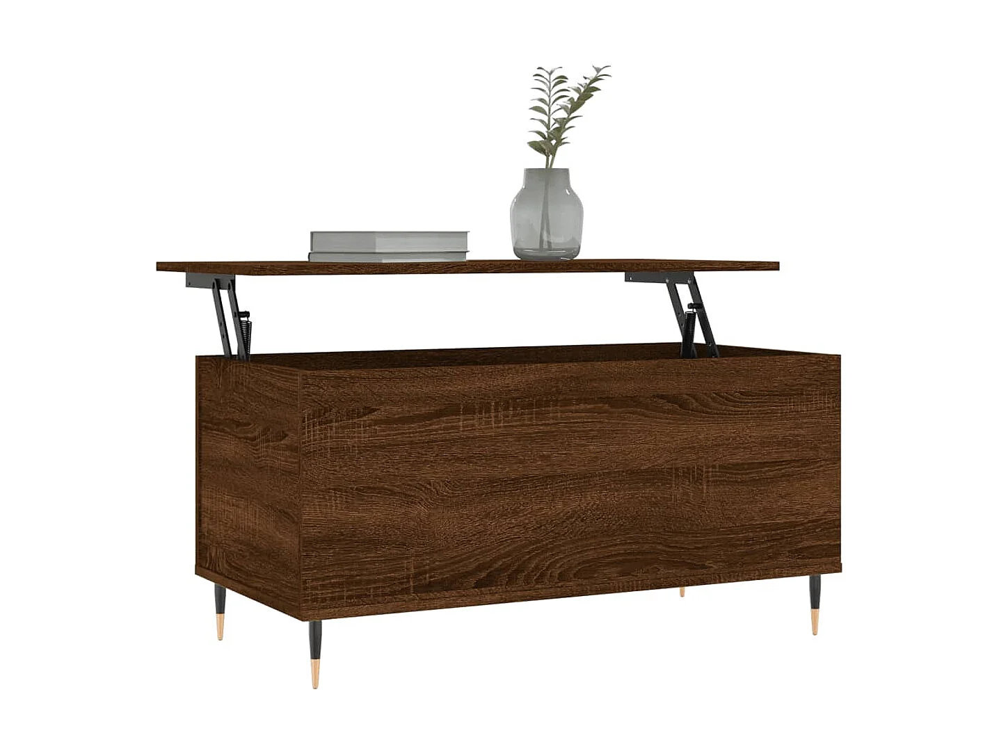 Table basse relevable Chêne marron 90x44,5x45 cm Bois d'ingénierie OFR69865 BonneVie Meuble