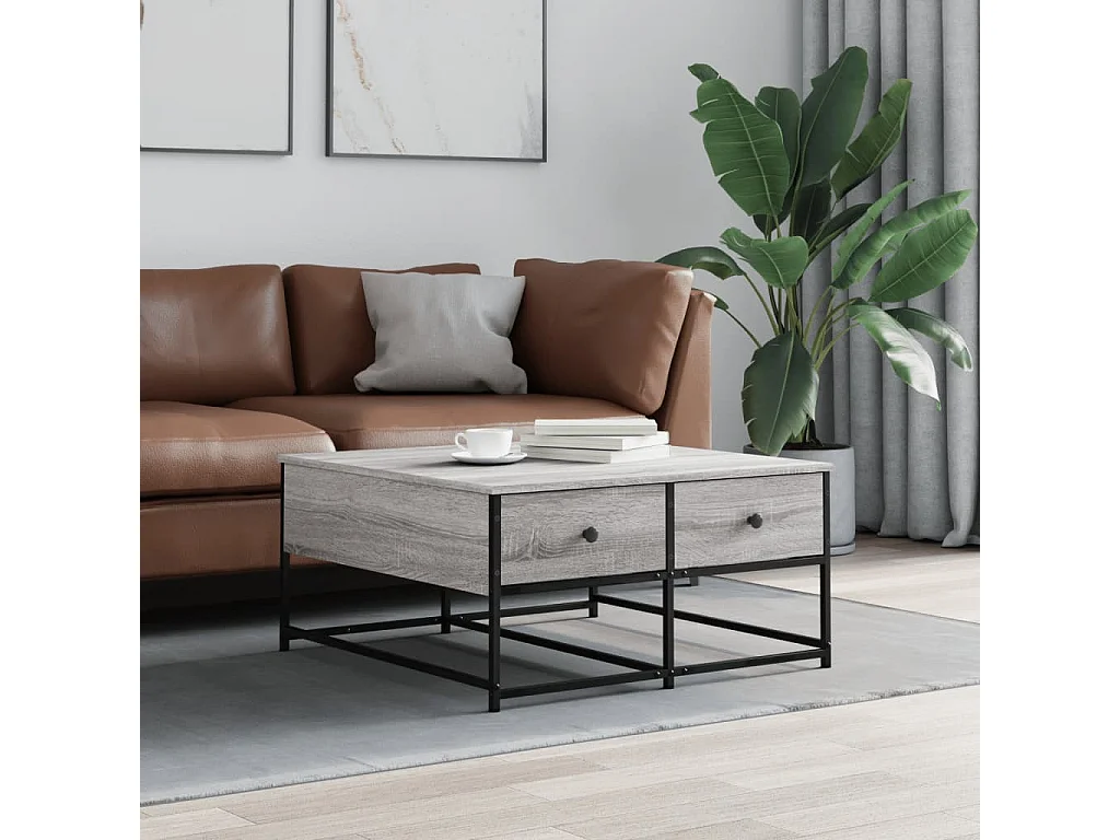 Table basse sonoma gris 80x80x40 cm bois d'ingénierie OFR23853 BonneVie Meuble